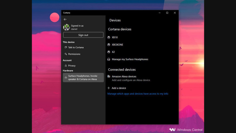 Cortana Beta更新添加了用于管理Cortana設備的“硬件”部分