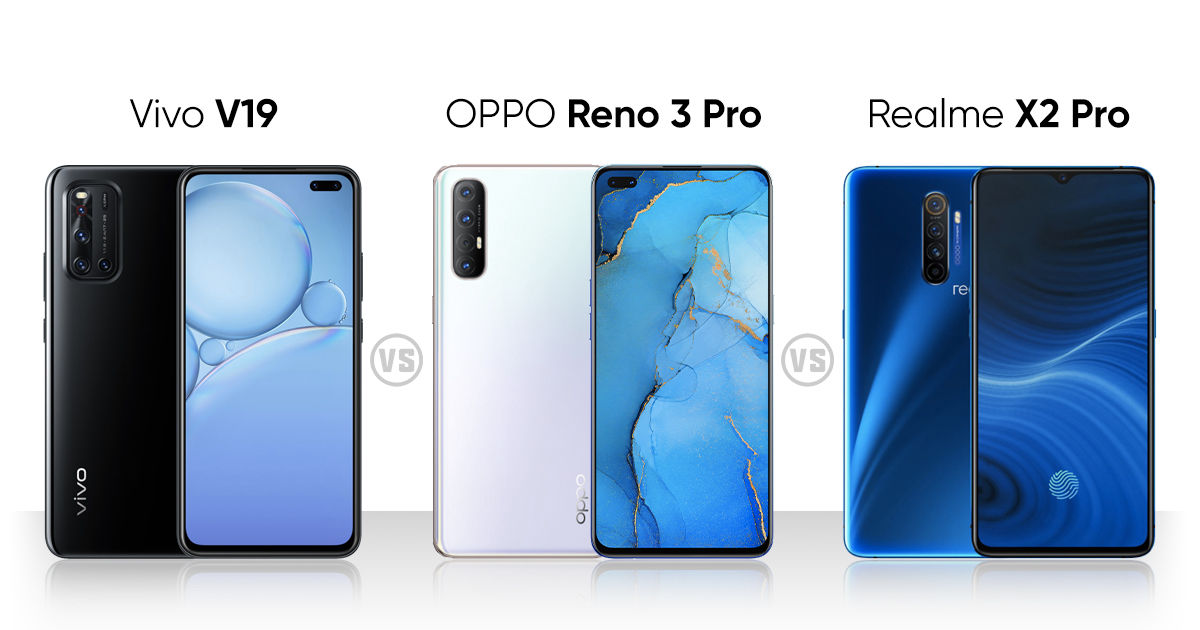 Vivo V19 vs OPPO Reno 3 Pro vs Realme X2 Pro：印度價(jià)格，規格和功能比較