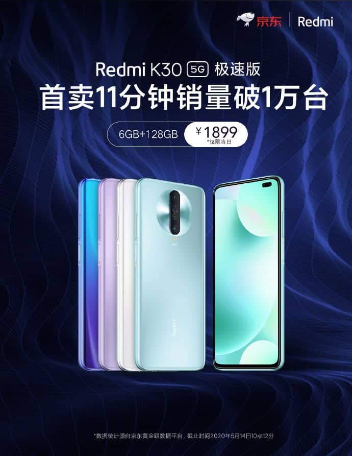 Redmi K30 5G Racing Edition在11分鐘內售出10,000多個(gè)單位