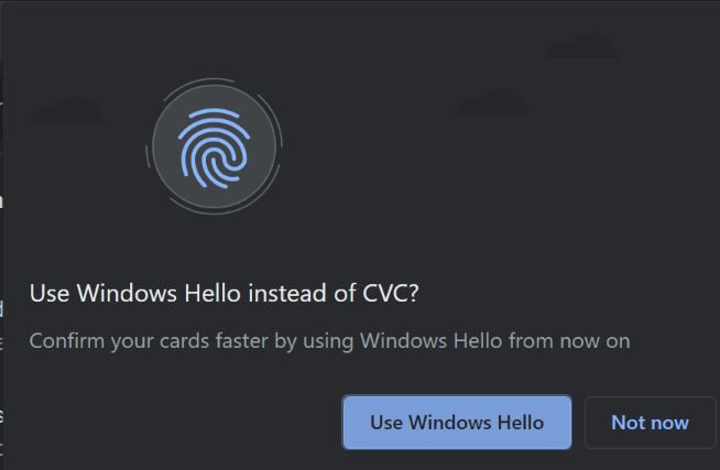 Google Chrome支持“ Windows Hello”面部解鎖和指紋以進(jìn)行付款身份驗證