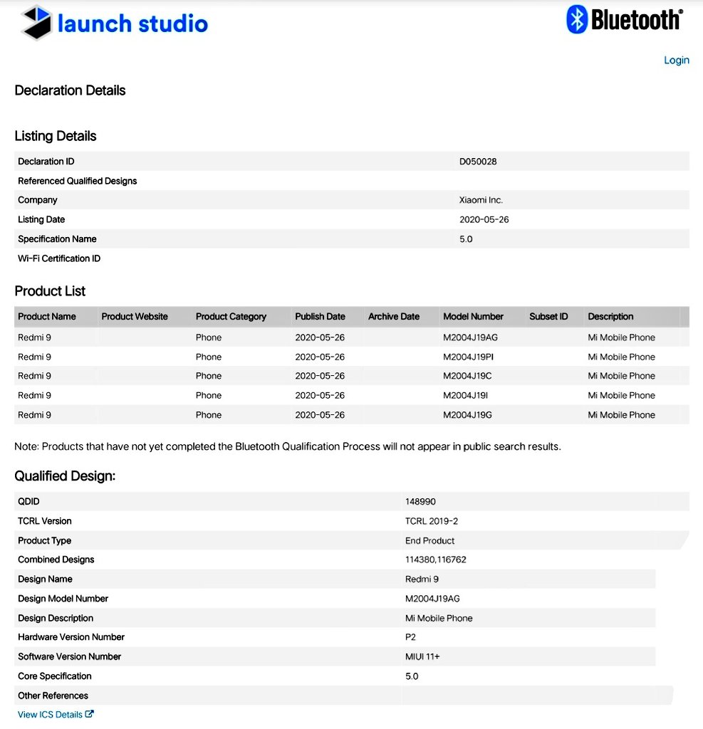 Redmi 9發(fā)布可能在六月，獲得藍牙SIG批準
