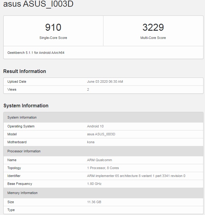 華碩ROG Phone 3的12GB RAM版本出現在Geekbench