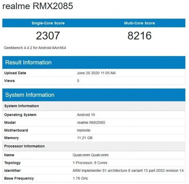 帶有12GB RAM的Realme X3出現在GeekBench上