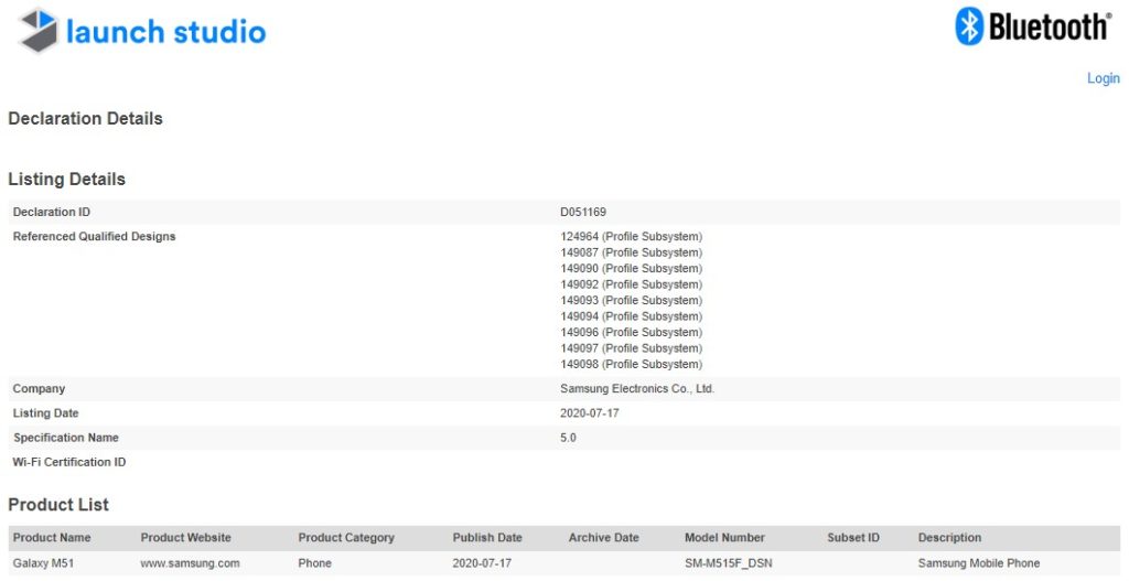 三星Galaxy M51即將通過(guò)藍牙認證