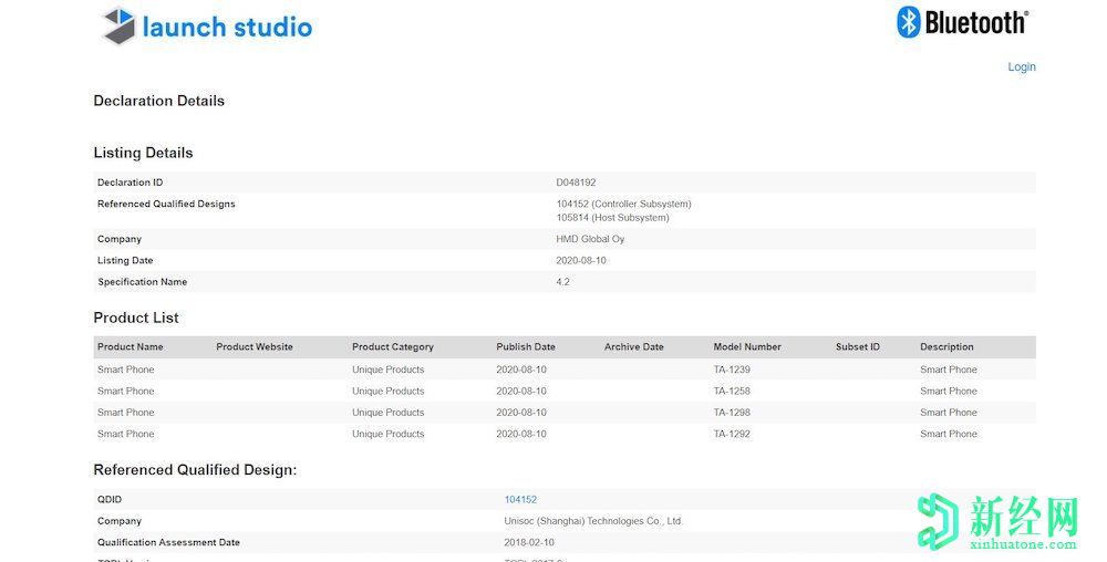 諾基亞TA-1239，TA-1258，TA-1298和TA-1292獲得藍牙認證