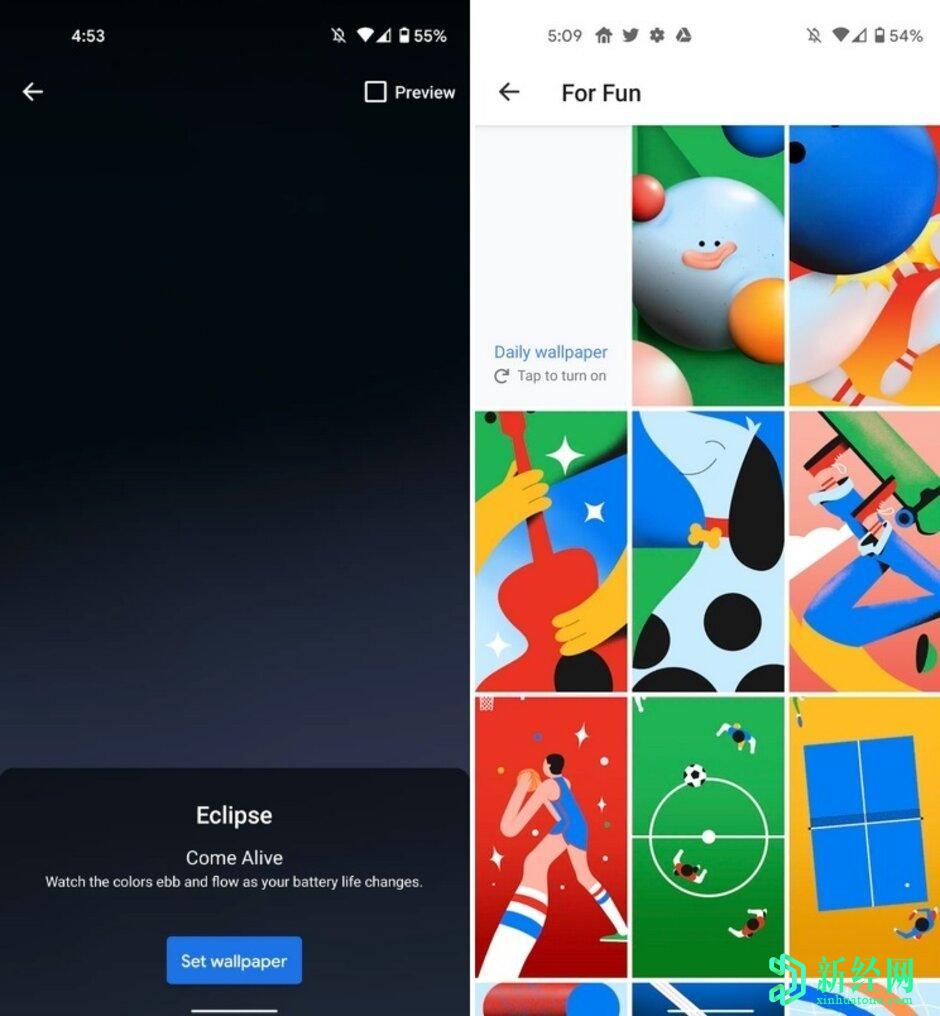  Google Pixel 4a動(dòng)態(tài)壁紙“ Eclipse”跟蹤手機的電池壽命