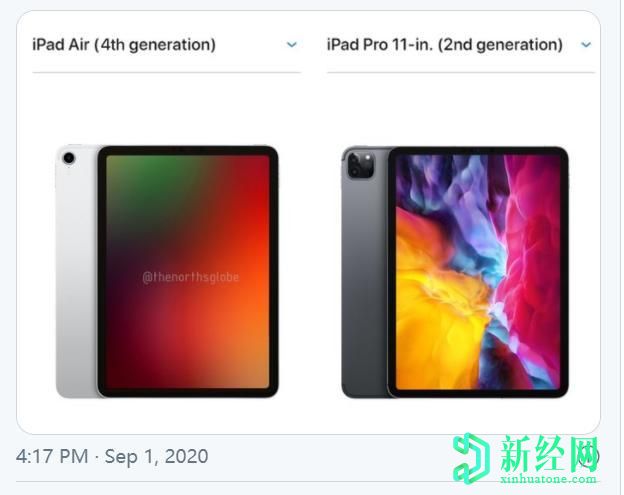 蘋(píng)果iPad Air 4帶邊框，渲染圖與2020 iPad Pro進(jìn)行了比較