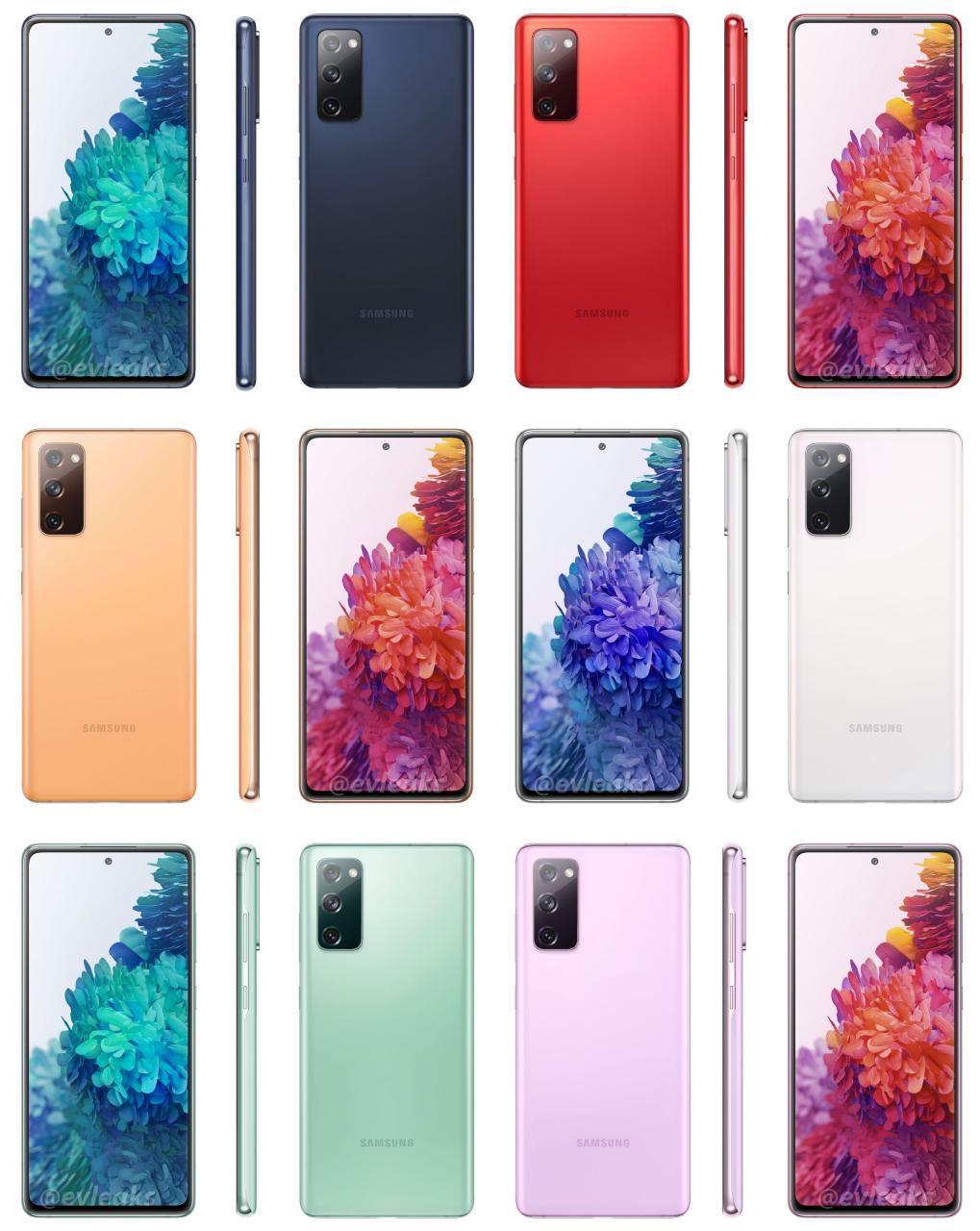 完整的三星Galaxy S20 FE渲染圖像泄漏，可能有6種顏色