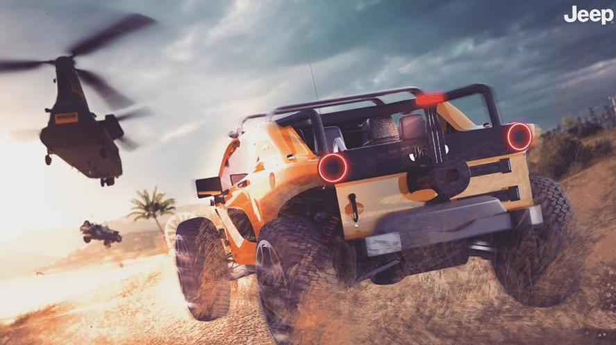 吉普車(chē)的渲染看起來(lái)像是下一級的牧馬人，可能也是電動(dòng)的