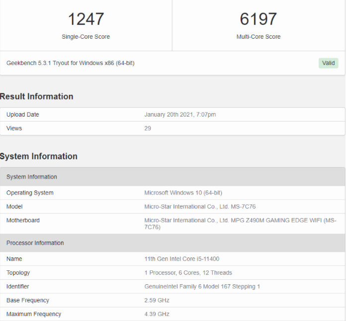 英特爾酷睿i5-11400性能，比10400好12％