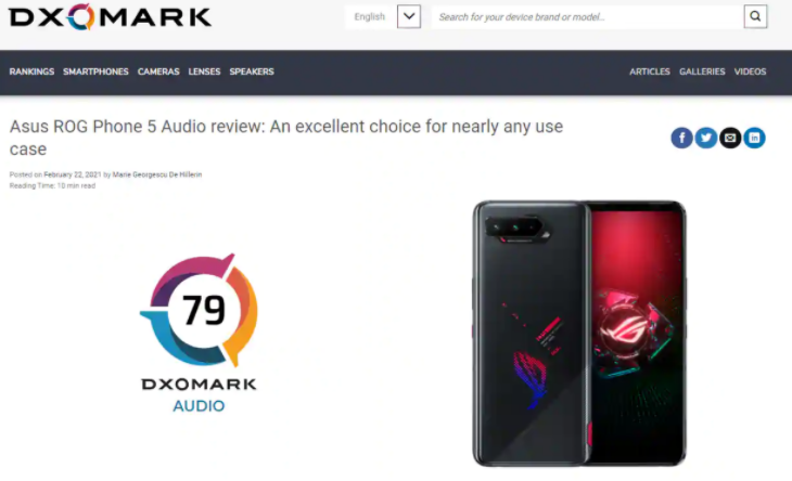 華碩ROG Phone 5對稱(chēng)的雙前置揚聲器，帶有ESS DAC的3.5毫米耳機插孔