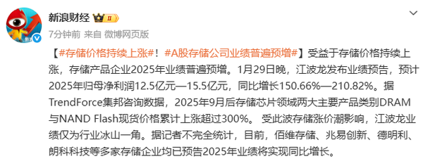 多家國內存儲芯片企業(yè)預告業(yè)績(jì)增長(cháng) DRAM已上漲300%
