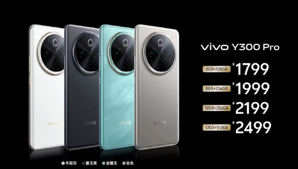 vivo Y300 Pro發(fā)布 四曲面屏+6500mAh大電池 1799元起